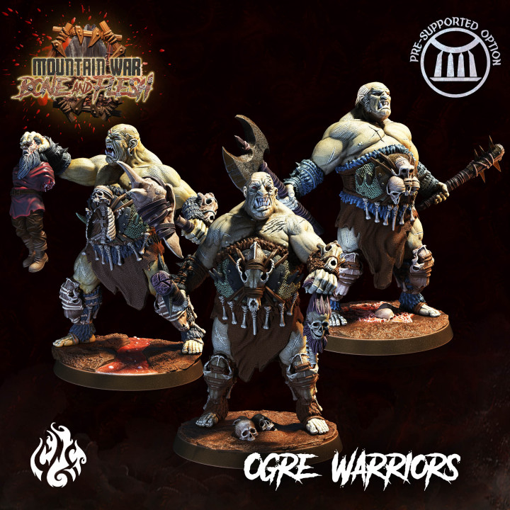 ogre warriors crippled god foundry Tabletop Characters & Creatures Fantasy Universe Store fantasy modular rpg wargames evil monsters patreon dnd pathfinder tabletopgames cgf 3D print model - Mito3D