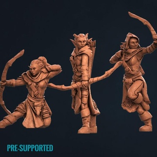 wood elf archers f pre-supported print minis female forest high elves elven warriors woodland 3d print model - Mito3D