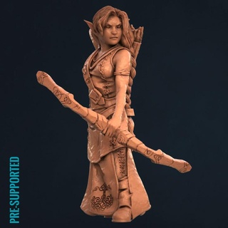 young wood elf f pre-supported print minis forest high elves elven archers warriors woodland 3d print model - Mito3D