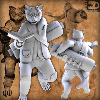cat mage - keeper scroll snee 3d Tabletop Characters & Creatures Fantasy Universe book sword miniature d&d feline pathfinder sorcerer catfolk tabaxi khajiit 3d print model - Mito3D