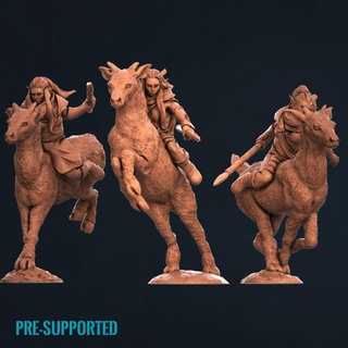 madera duende ciervo jinetes pre supported impresión minis animal bosque alto elfos elfo arqueros guerreros 3d print model - Mito3D