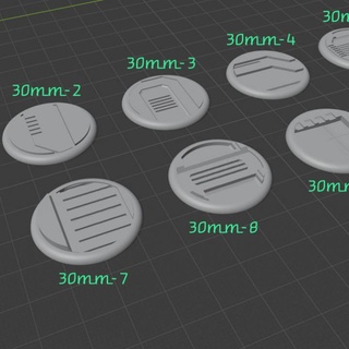30mm Mini Basen wütend Tischplatte Zubehör 3D druckbar Terrain Sci Fi sci fi Base Cyberpunk Minibasen 3d print model - Mito3D