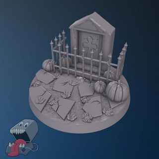 50 mm runden Halloween Base Futter 3dprinter Tischplatte Zubehör 3D druckbar Terrain Fantasie Kürbis gruslig Friedhof 3d print model - Mito3D
