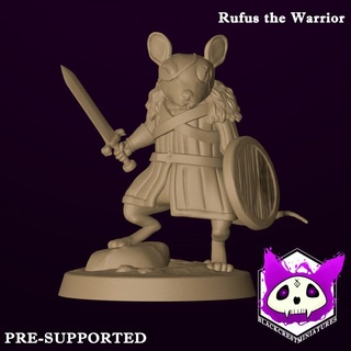 rufus warrior blackcrest miniatures Tabletop Characters & Creatures Fantasy Universe dungeons fantasy fighter rpg miniature tabletop diorama supports mousefolk ttrpg mouseling presupported supported warrrior blackcrestminiature 3d print model - Mito3D
