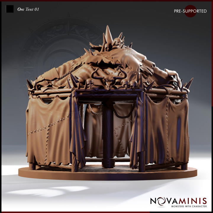orc tent 01 novaminis Store dragons dungeons fantasy mini monster rpg roleplaying tabletop 28mm dnd pathfinder ttrpg presupported 3D print model - Mito3D