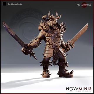 orc champion 01 novaminis  Store dragons dungeons fantasy mini monster orc rpg roleplaying tabletop 28mm dnd pathfinder ttrpg presupported novaminis  3d print model - Mito3D