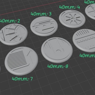itg 40mm bases furioso mesa accesorios 3D imprimible terreno Sci Fi sci fi cyberpunk minibases minibase 3d print model - Mito3D