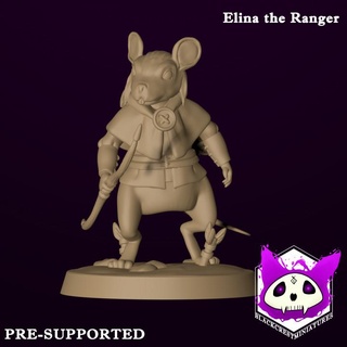 elina ranger blackcrest miniatures Tabletop Characters & Creatures Fantasy Universe Store archer dungeons fantasy fighter rpg miniature tabletop diorama supports mousefolk ttrpg mouseling presupported supported blackcrestminiatures 3d print model - Mito3D