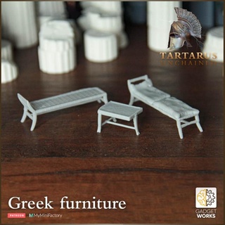 ancient greek furniture - tartarus unchained gadgetworks Tabletop 3D Printable Terrain Store Fantasy greece table sofa bench 32mm couch scatter ttrpg tabletopcharacters&creatures&gt fantasyuniverse 3d print model - Mito3D