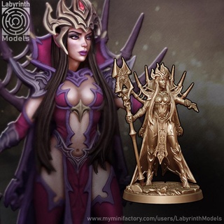 dark elf priestess - 32mm scale labyrinth models Tabletop Characters & Creatures Fantasy Universe dungeons fantasy hero rpg wargaming warhammer character miniature witch boardgame tabletop wargame patreon d&d sorceress drow 3d print model - Mito3D
