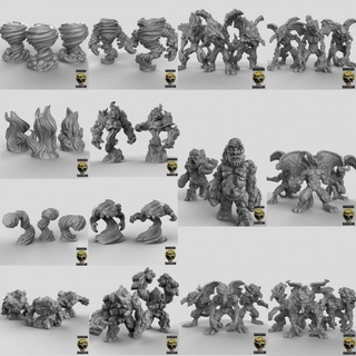 elementals bundle presupported duncan shadow Tabletop Characters & Creatures Fantasy Universe water fire earth air elemental gargoyles mephit 3d print model - Mito3D