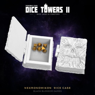dc10 necronomicon dice case box possibly cool tower 2 black blossom games Tabletop accessories rpg dnd 3d print model - Mito3D
