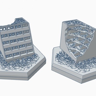 sci-fi ruined building 20 hex map scale hmssfr020 wargame forge Store terrain battletech 3d print model - Mito3D