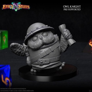 gufo cavaliere 2a miniatura pre supported epiche cose carina draghi dungeon fantasia giocatore rpg guerriero carattere gioco tavolo dnd ttrpg humblewood epicsnstuffs 3d print model - Mito3D