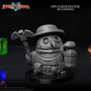 owlkin plague doctor miniature - pre-supported epics n stuffs Store cute dragons dungeons fantasy halloween rpg character boardgame tabletop dnd pathfinder ttrpg humblewood epicsnstuffs owlin 3d print model - Mito3D