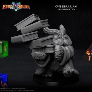 owlkin librarian miniature - pre-supported epics n stuffs cute dragons dungeons education fantasy player rpg character boardgame tabletop library dnd pathfinder ttrpg humblewood epicsnstuffs owlin 3d print model - Mito3D