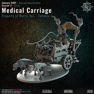 medical carriage fleshcraft studio Tabletop Characters & Creatures Fantasy Universe Vehicles Machines Store undead zombie immortality cart cursed morris corpses gravewalker 3d print model - Mito3D