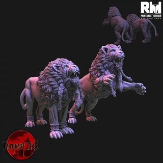 escarcha elfos leones imprimible bestia criatura mazmorras fantasía juego azar león mini miniaturas monstruo rpg martillo guerra mesa d dnd pionero frostgrave ageofsigmar 5e rm grito 3d print model - Mito3D