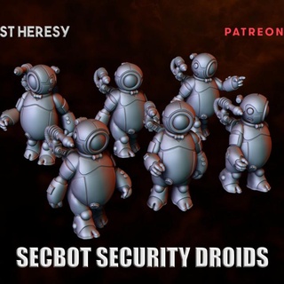 10 secbot sicurezza droidi perso eresia miniature tavolo personaggi creature Sci Fi universo negozio sci fi cyberpunk robot generico stella guerre stargrave non supportato 5 parsec bot centrale 3d print model - Mito3D