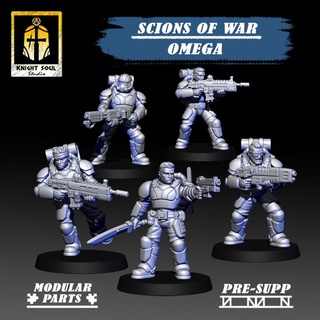 scions war omega knight soul studio Tabletop Characters & Creatures Sci-Fi Universe 40k army gears guard soldier warhammer stormtrooper imperial forces shock astra militarum grimdark troops cadia tempestus kasrkin 3d print model - Mito3D