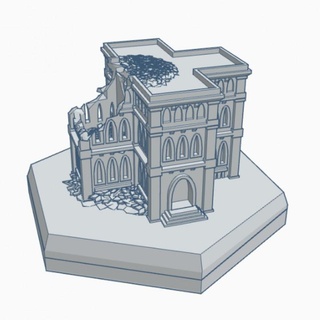 gothic ruined building 2 hex map scale hmsgr002 wargame forge Store terrain battleteh 3d print model - Mito3D