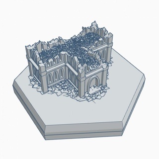 gothic ruined building 6 hex map scale hmsgr006 wargame forge Store terrain battletech 3d print model - Mito3D