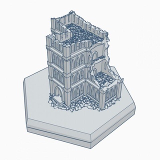 gothic ruined building 8 hex map scale hmsgr008 wargame forge Store terrain battletech 3d print model - Mito3D