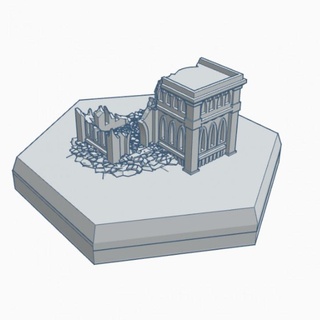 gothic ruined building 9 hex map scale hmsgr009 wargame forge Store terrain battletech 3d print model - Mito3D