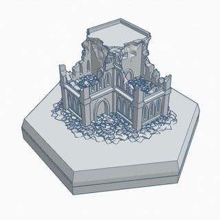 gothic ruined building 10 hex map scale hmsgr010 wargame forge Store terrain battletech 3d print model - Mito3D