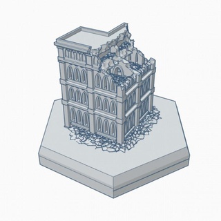 gothic ruined building 11 hex map scale hmsgr011 wargame forge Store terrain battletech 3d print model - Mito3D