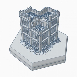 gothic ruined building 12 hex map scale hmsgr012 wargame forge Store terrain battletech 3d print model - Mito3D