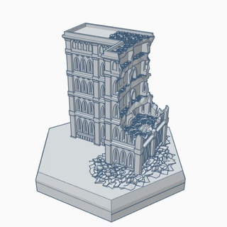 gothic ruined building 20 hex map scale hmsgr020 wargame forge Store terrain battletech 3d print model - Mito3D