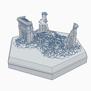 gothic ruined building 21 hex map scale hmsgr021 wargame forge Store terrain battletech 3d print model - Mito3D