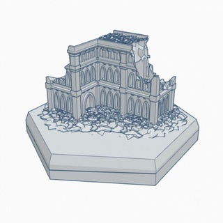 gothic ruined building 22 hex map scale hmsgr022 wargame forge Store terrain battletech 3d print model - Mito3D