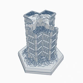 gothic ruined building 25 hex map scale hmsgr025 wargame forge Store terrain 3d print model - Mito3D