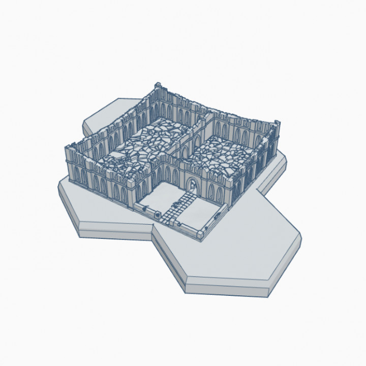 gothic ruined manor hex map scale hmsgr100 wargame forge Store terrain battletech 3D print model - Mito3D