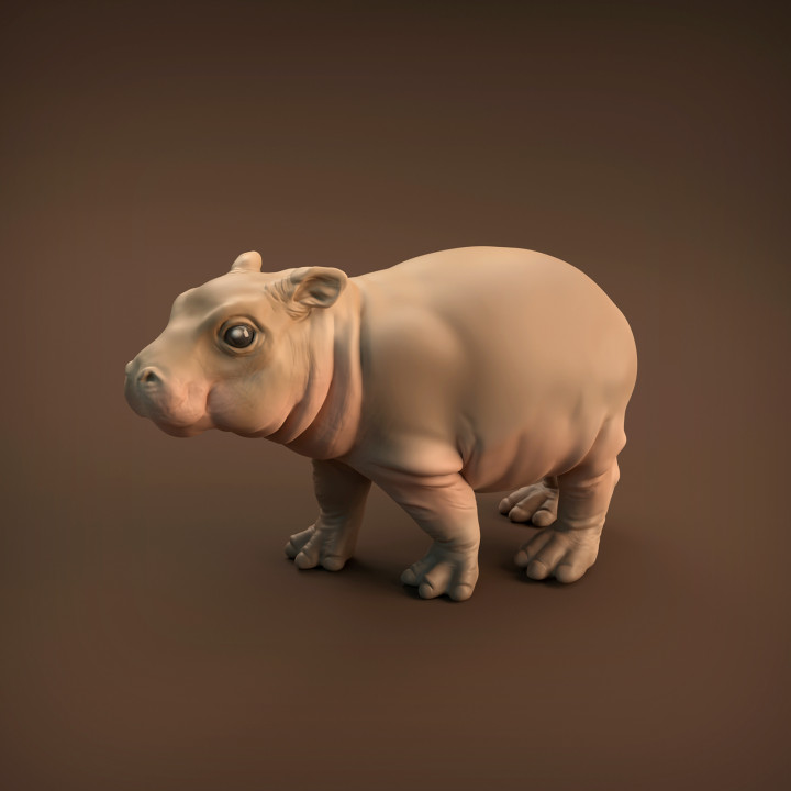 bambino ippopotamo animale den miniature giocattoli Giochi creatura figure Africa carina figura realistico scultura piccolo giocattolo cavallo compagno miniatura fauna selvatica predatore presupposto supportato 3D print model - Mito3D