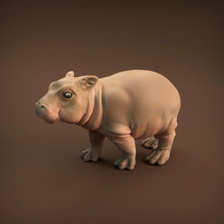 baby hippo animal den miniatures Toys & Games Animal Creature Figures africa creature cute figure realistic sculpture small toy child horse companion miniature wildlife hippopotamus predator presupported supported 3d print model - Mito3D