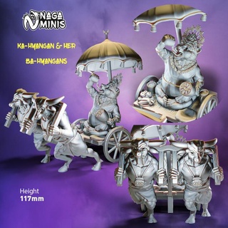 pre supported ka yangan ba hyangans naga minis table personnages créatures fantaisie univers ours mini miniatures miniature chariot donjons Dragons diorama parapluie buffle ourson soleil bisons 3d print model - Mito3D