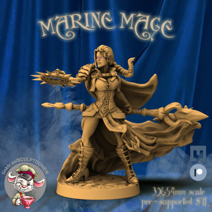 marinho mago 32 54mm escala miniature wizzard warcraft escultor tampo mesa personagens criaturas fantasia universo fêmea menina humano Uau jogo tabuleiro guerra aliança dnd 32mm Jaina 3D print model - Mito3D