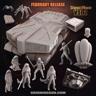 desert planet vol 2 -ps grinning god Tabletop Characters & Creatures Sci-Fi Universe Vehicles Machines stl art creature fantasy fdm mini soldier miniature 3dprint spider resin scifi dungeon dnd 5e presupported lordoftheprint ttrpgsand 3d print model - Mito3D