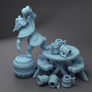 trepidar bêbado goblin gêmeo deusa miniaturas loja d dnd taberna npc 3d print model - Mito3D