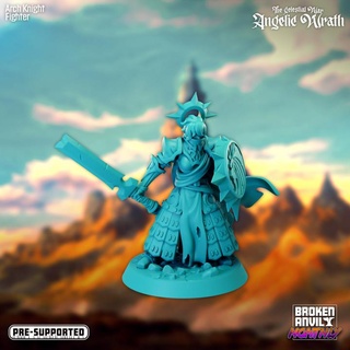 celestial war angelic wrath - arch knight fighter broken anvil miniatures Tabletop Characters & Creatures Fantasy Universe Store armor shield sword angel tabletop dnd knights tabletopgames ttrpg 3d print model - Mito3D