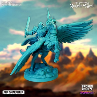 celestial war angelic wrath - arch knight mounted swordsman broken anvil miniatures Tabletop Characters & Creatures Fantasy Universe Store armor sword angel tabletop pegasus dnd knights tabletopgames ttrpg 3d print model - Mito3D