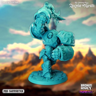 celestial war angelic wrath - guardian 2 broken anvil miniatures Tabletop Characters & Creatures Fantasy Universe Store armor angel mace tabletop dnd knights tabletopgames ttrpg 3d print model - Mito3D