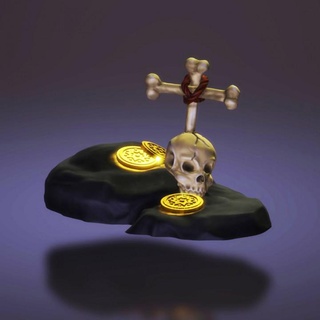Schädel Münzen Felsen Sachbearbeiter Tischplatte 3D druckbar Terrain Fantasie Knochen Dekoration Pirat dnd Dungeons Drachen verflucht 3d print model - Mito3D