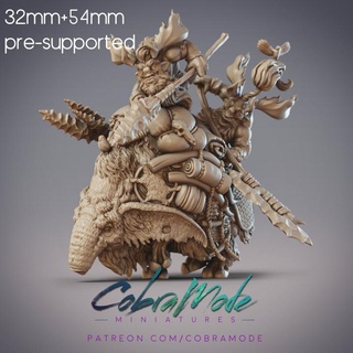 qorchi & sube ariche reindeer beast riders pre-supported cobramode Tabletop Characters Creatures Fantasy Universe Store cavalry mammoth mounted moose beastmen woolly rangifer snufflupagus 3d print model - Mito3D