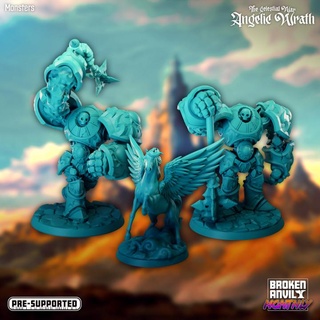 celestial guerra angelical ira monstruos grupo roto yunque miniaturas mesa caracteres criaturas fantasía universo Tienda jefe golem guardián ángel Pegaso dnd angeles juegos ttrpg 3d print model - Mito3D