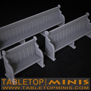 église banc tableminis table 3D imprimable terrain fantaisie chaise meubles séance siège cathédrale asseoir 3d print model - Mito3D
