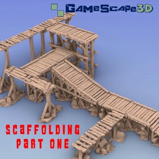 scaffolding super set 1 gamescape3d Tabletop 3D Printable Terrain Fantasy roads ruins abyss mines rubble swamp planks mordenheim 3d print model - Mito3D